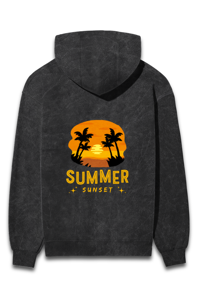 SUMMER SUNSET UNISEX ACID WASH HOODED SWEATSHIRT