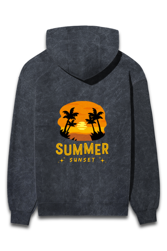 SUMMER SUNSET UNISEX ACID WASH HOODED SWEATSHIRT
