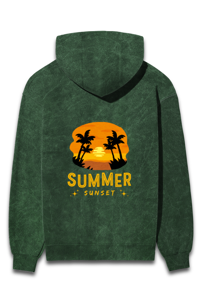 SUMMER SUNSET UNISEX ACID WASH HOODED SWEATSHIRT