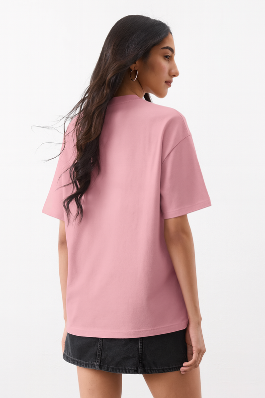 Pink Retro Flower Graphic T-Shirt for Women – Oversized Cotton Tee