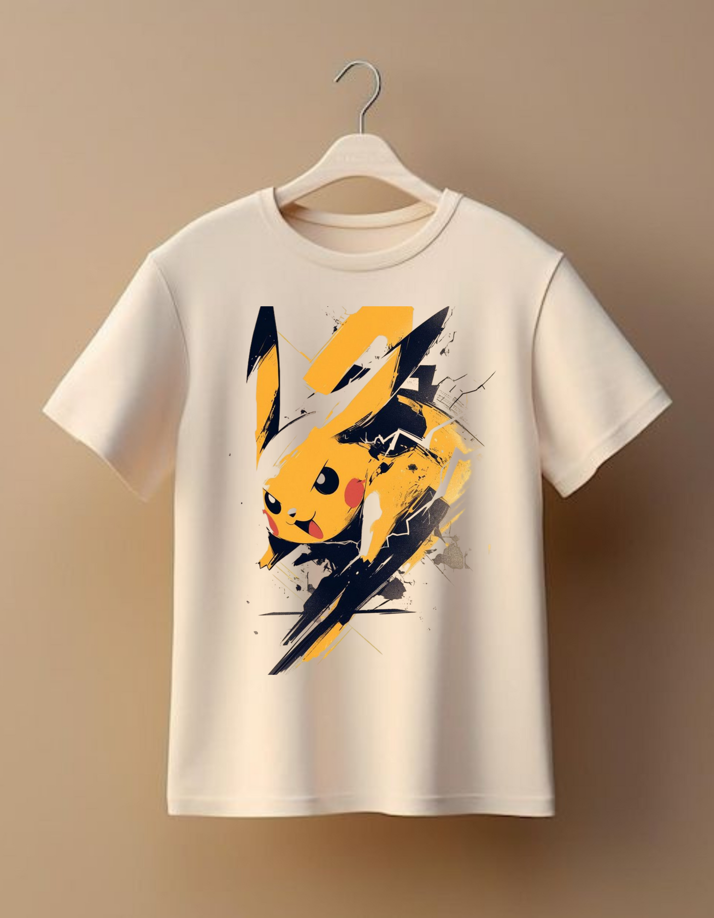 Men's Beige Pikachu Graphic T-Shirt